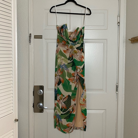 Katie May Come On Home Midi Dress in Green Cream Floral Size Small - Picture 6 of 13
